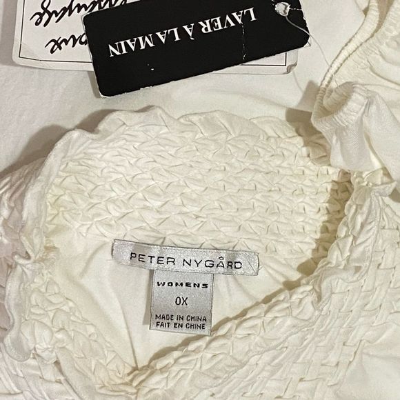 Peter Nygard Blouse Long Sleeve White Woven Mock Turtle Neck Plus Size OX NEW - Picture 7 of 8